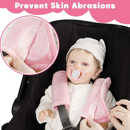 Gfu Car Seat Strap Pads for Baby - Reversible Shoulder Covers (6.5 x 6.5 inch)