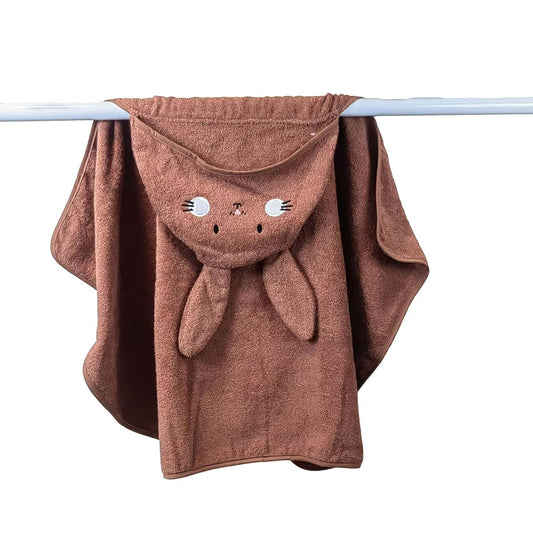 babyhollnemo Unisex Baby Cotton Hooded Towel Wrap, Baby Bath Towel, Adorable Bunny, Orange