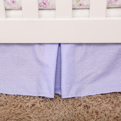 CribMATE Lavender Nursery Crib Skirt Dust Ruffle With Polka Dots