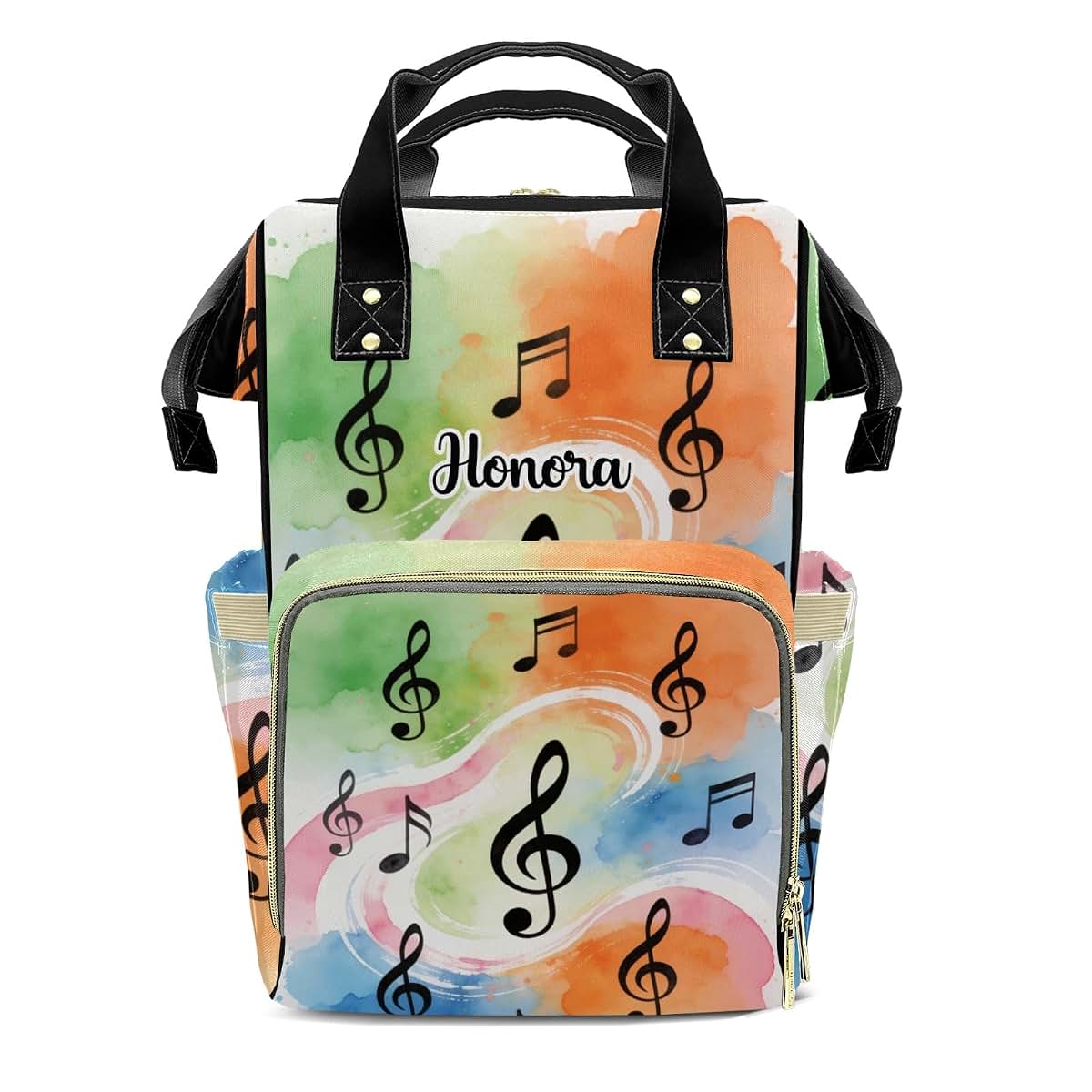 Joyestore Personalized Music Notes Musical Custom Mom Bag with Name,Dad and Mom Diaper Backpack for Baby Boys