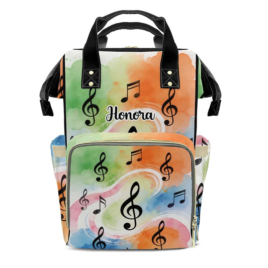 Joyestore Personalized Music Notes Musical Custom Mom Bag with Name,Dad and Mom Diaper Backpack for Baby Boys