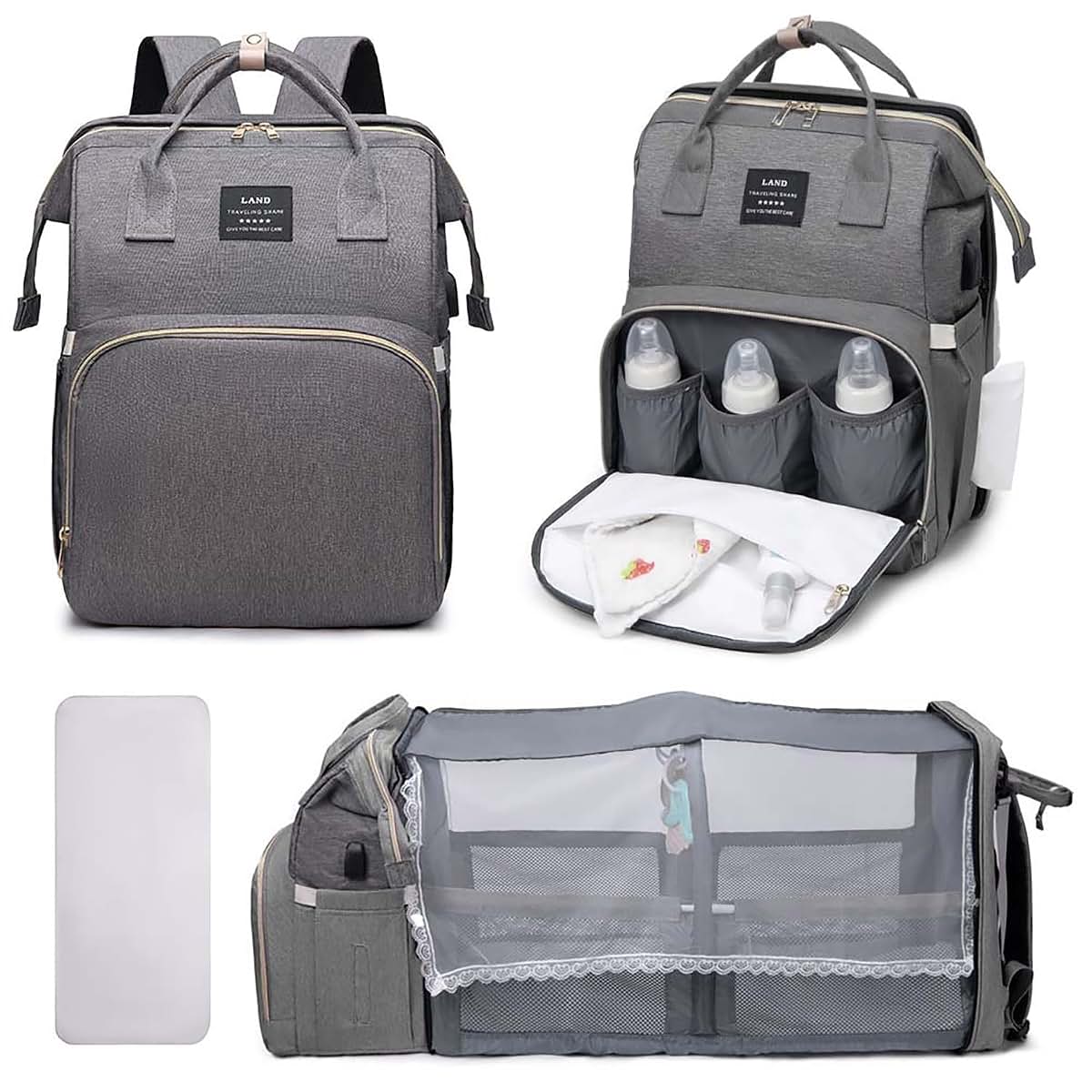 Nuvababy Multifunctional Baby Diaper Bag Backpack with Changing Station Baby Bag for Moms, Dads, Shower Gifts for