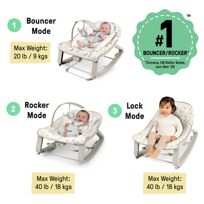 Ingenuity Keep Cozy 3-in-1 Baby Bouncer, Green