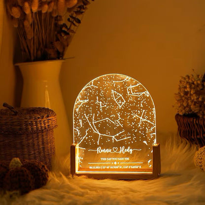 XEL Custom Star Map Night Light for Couples,Personalized Night Light Star Map Plaque,Star Constellation Map for