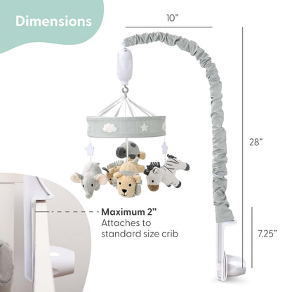 Peanutshell Crib Mobile for Boys or Girls - Grey Musical Baby Crib Mobile