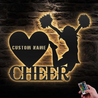 Lwyguut Personalized Girl Cheerleading Metal Wall Art With LED Light