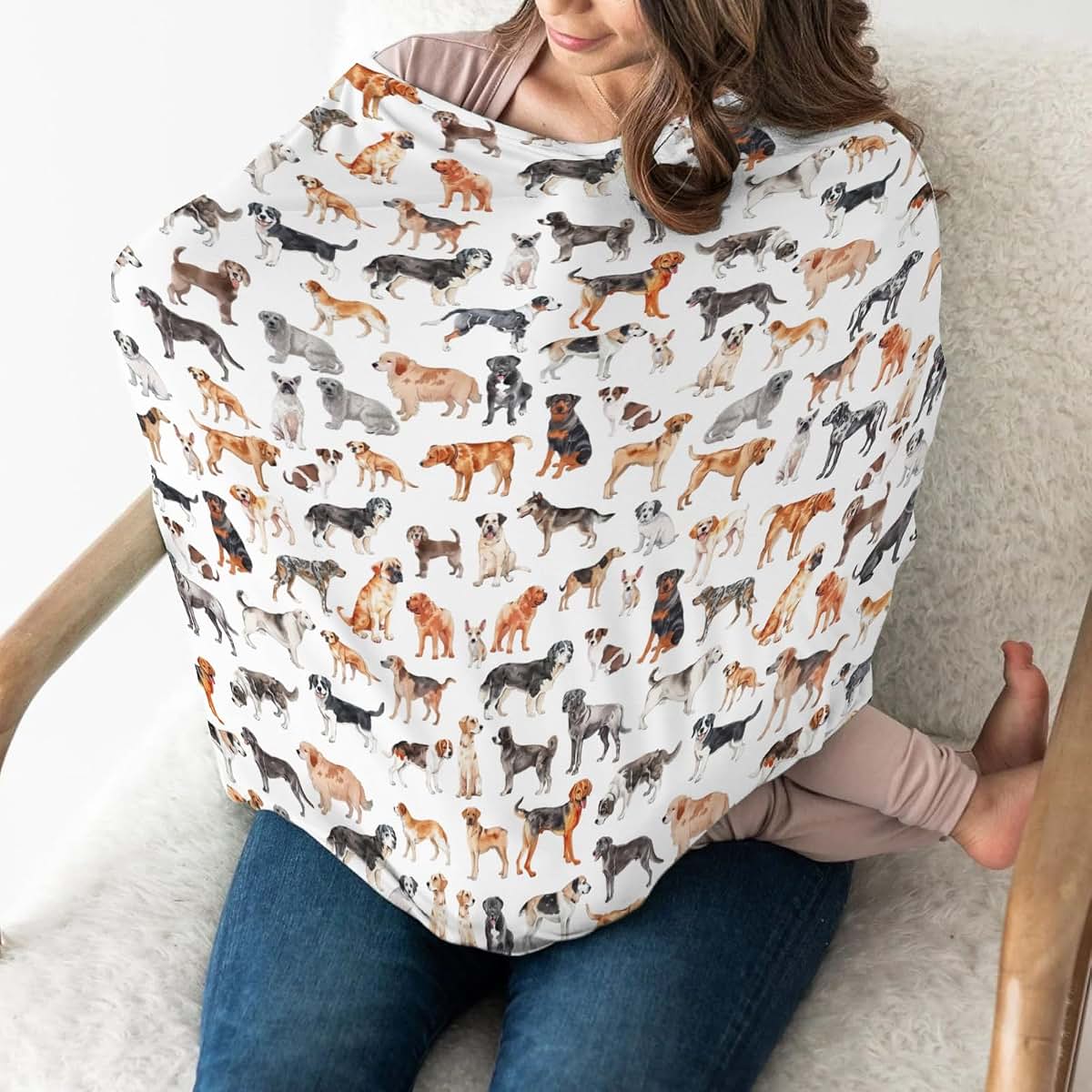 Watercolor Dogs Stretchy 5-In-1 Car Seat Nursing Cover