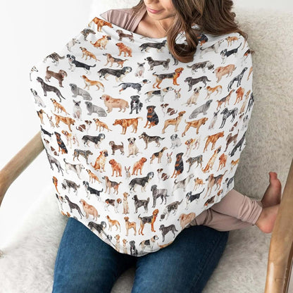 Watercolor Dogs Stretchy 5-In-1 Car Seat Nursing Cover
