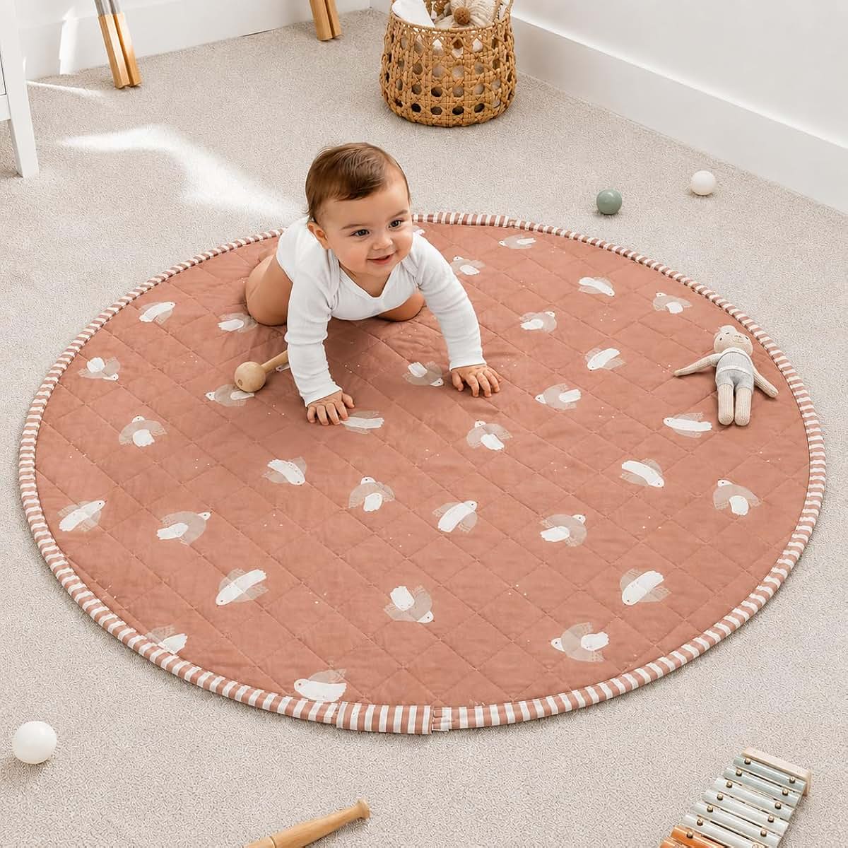 Blooom 2-In-1 Quilted Baby Play Mat & Toy Storage Bag 47 Inch