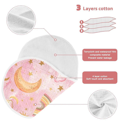ALAZA Muslin Burp Cloths Starry Stars Moon Pink, 100% Cotton, 22x11 Inches, 1 Pack