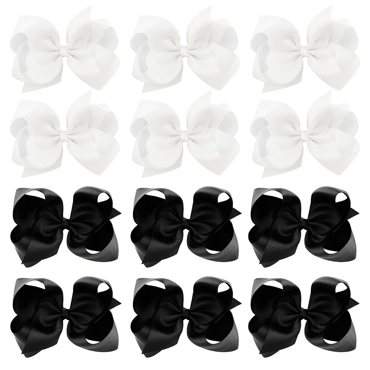 DEEKA 12 Piece Grosgrain Ribbon Hair Bow Alligator Clips for Girls