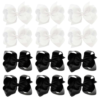 DEEKA 12 Piece Grosgrain Ribbon Hair Bow Alligator Clips for Girls