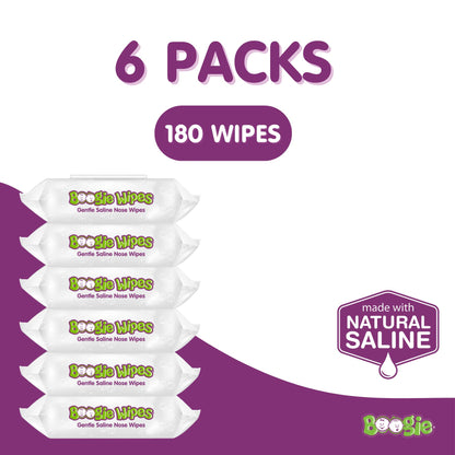 Boogie Wipes Gentle Saline Nose Wipes - 180 Count