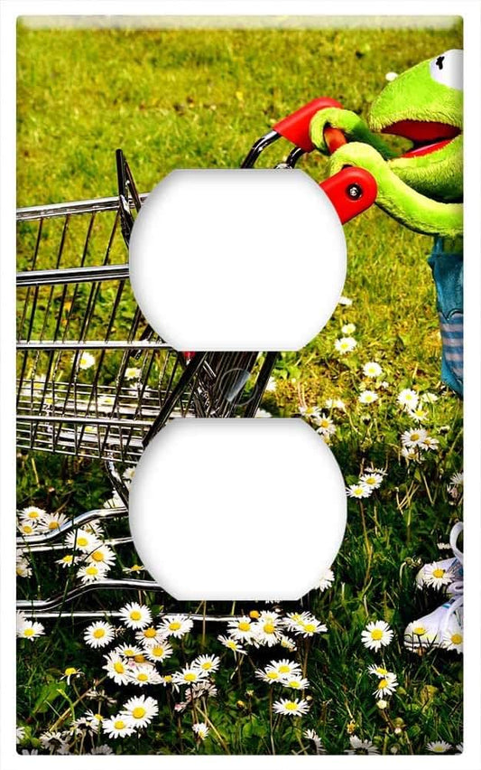 Yuatuwaw Switch Plate Outlet Cover - Kermit Frog Shopping Shopping Cart Fun Soft Toy