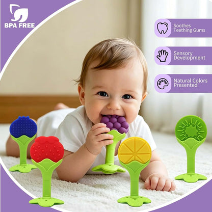 Fruit Teething Toys Set for Babies | Soft Silicone Teethers (5 Pack)