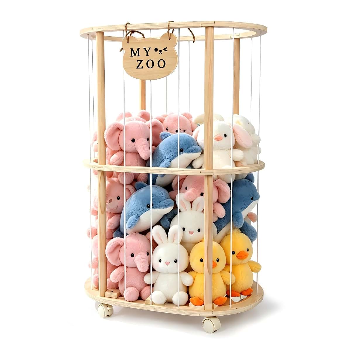 Singda Stuffed Animal Storage Wooden Zoo Holder With Wheels (photo 2)