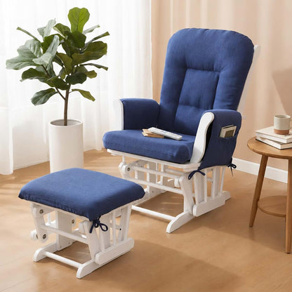 Boshen 5PCS Glider Rocker Replacement Cushions With Ottoman Cover, Blue (photo 3)