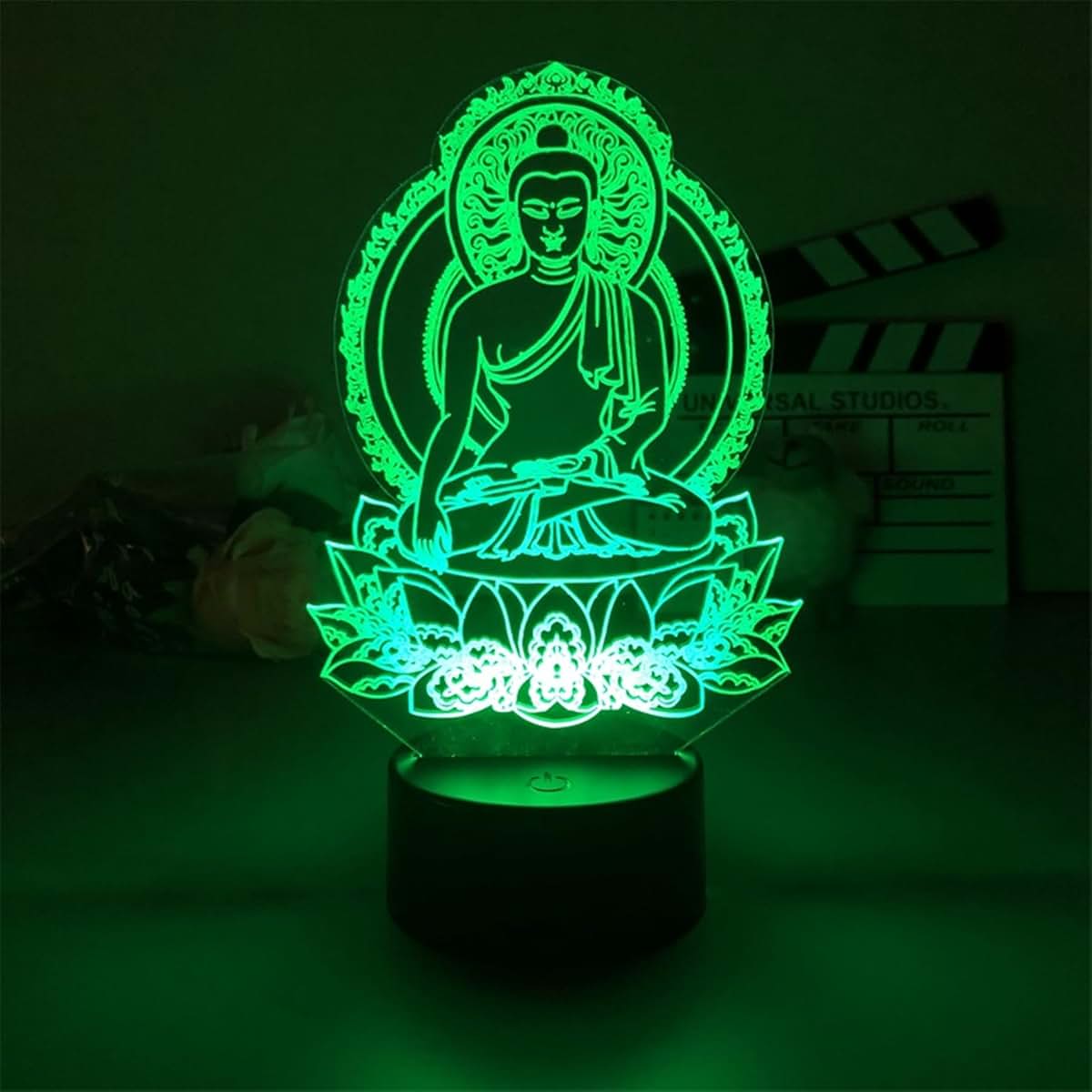Jinnwell 3D Buddha Night Light Lamp Illusion 7 Color Changing Touch Switch Table Desk Decoration Lamps Acrylic Flat ABS (photo 4)