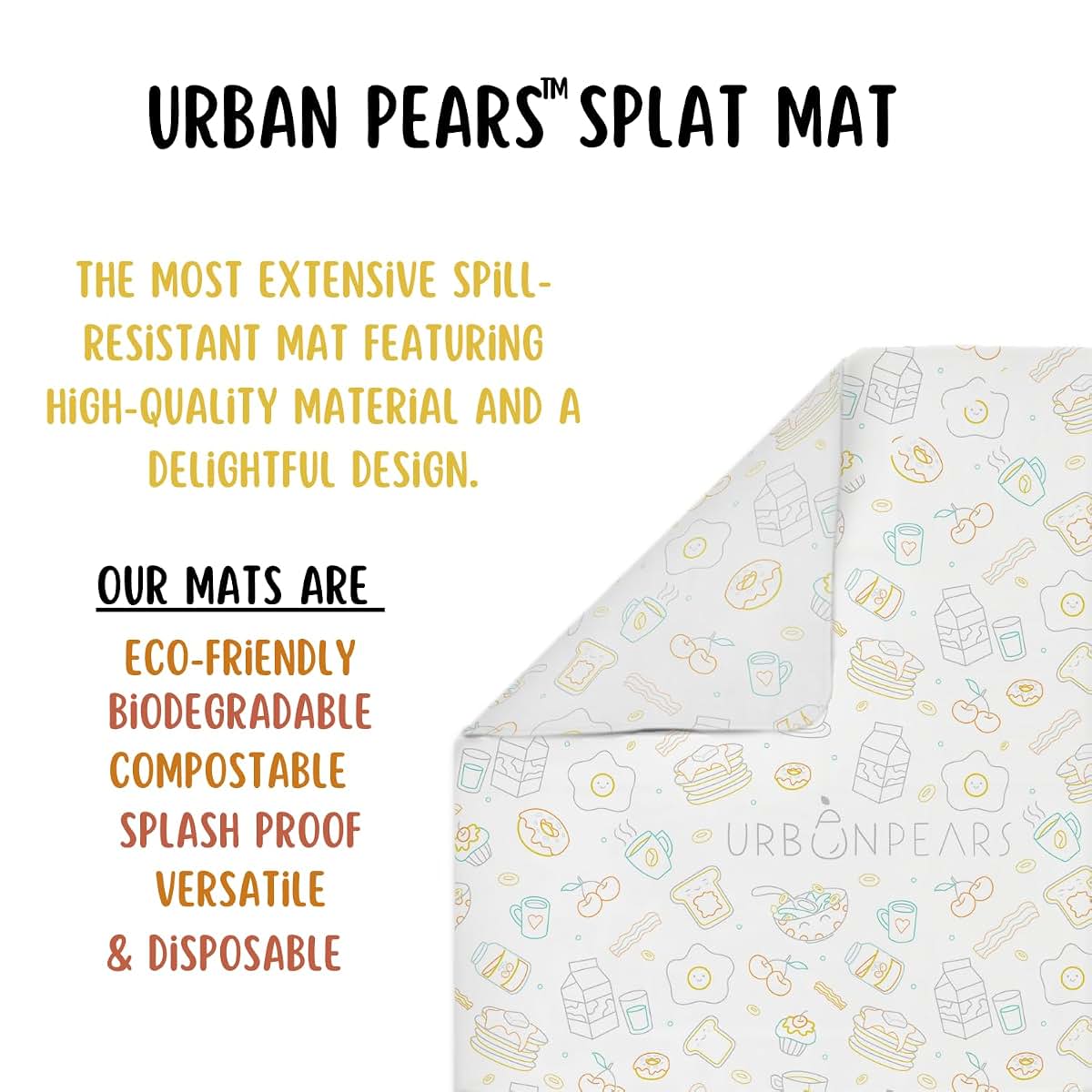 Urban Pears Disposable Splat Mats 30 Pack Breakfast Theme (photo 3)