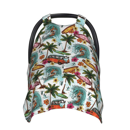 UVWXYZABC Hawaiian Surfer Baby Car Seat Canopy Cover, Nursing Cover for Newborn, Western Baby Stuff Stroller Cover for