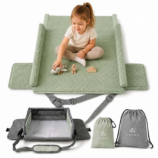 A AKEME Toddler Airplane Bed + Kids Travel Tray Bundle, Kids Seat Extender, Plane Bed for Toddlers, Toddler Plane Bed