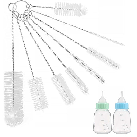 KOOSAH Small Bottle Brush Set, 8PCS Straw Cleaner Brush White, Long Bottle Cleaner Brush, Nylon Bottle Brushes for