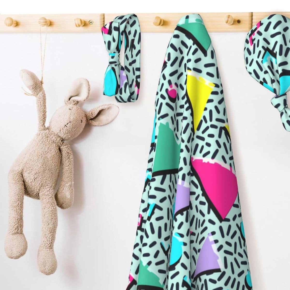 Lbdrdy Retro Newborn Swaddle Blanket Set With Headband And Beanie Hat (photo 3)