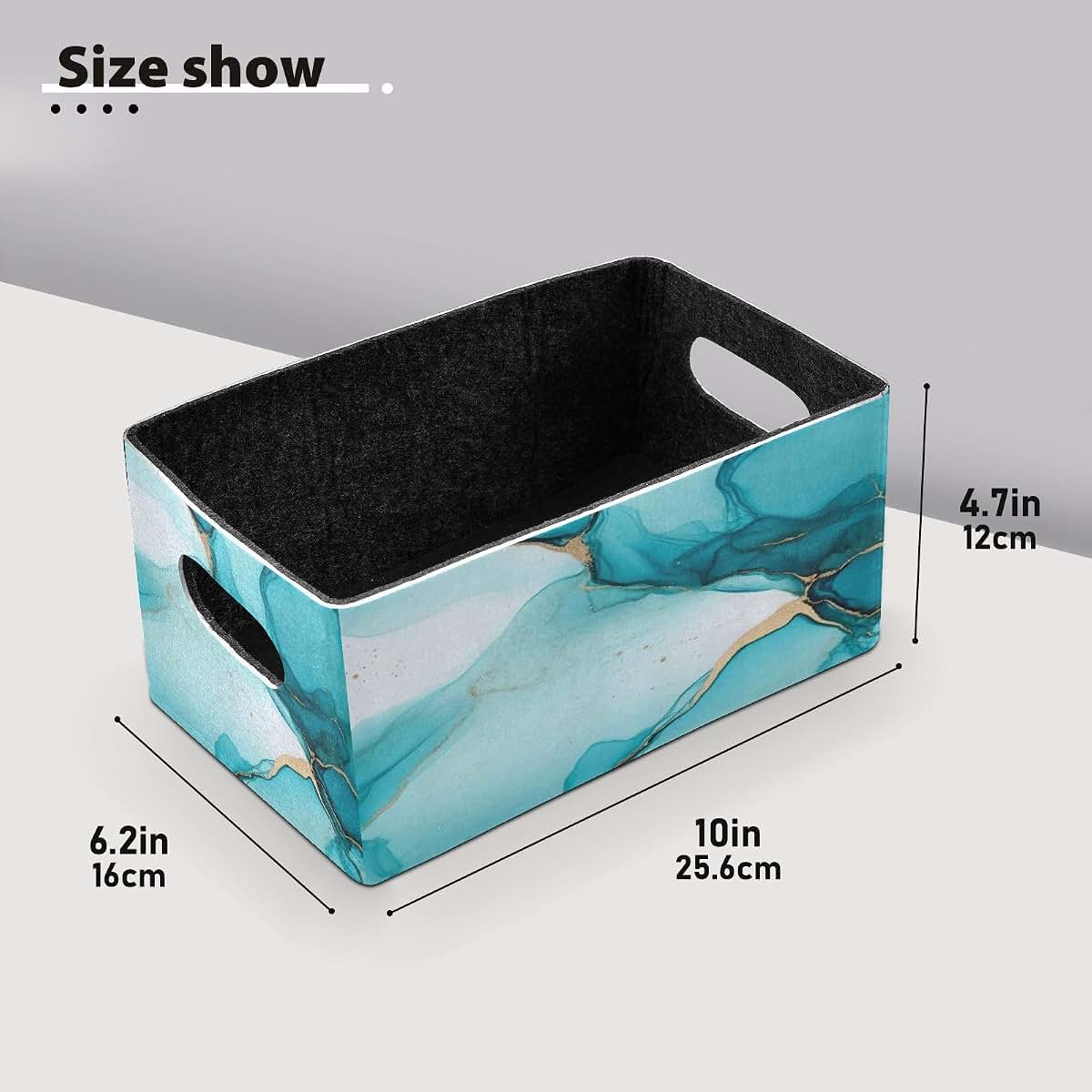 Kcldeci Ocean Marble Blue Gold Foldable Storage Bins 2-Pack