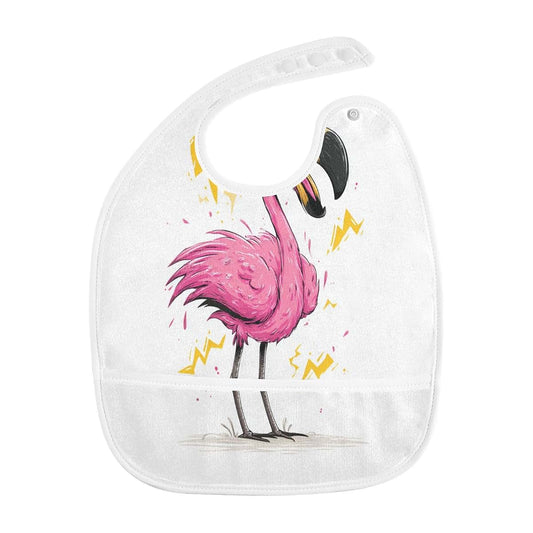 decor gift Adjustable Drool Bibs Set with Snap 2 Pack Teething Feeding Funny Flamingo Lightening White babitas para