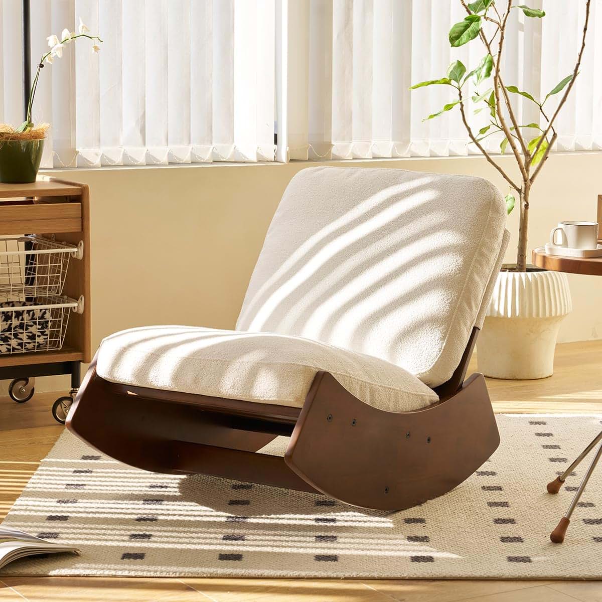 Solid Wood Glider Rocking Chair for Nursery and Living Room Comfort