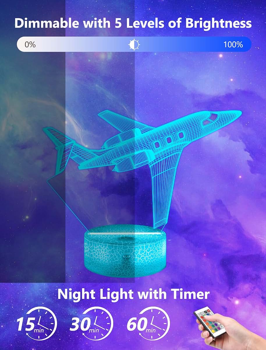 Airplane Pilot Lamp Night Light with Remote Control and 16 Colors