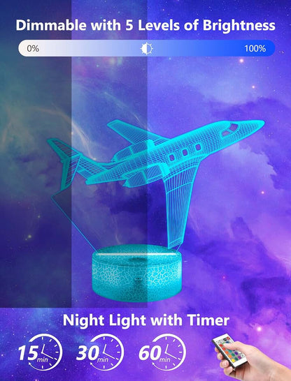 Airplane Pilot Lamp Night Light with Remote Control and 16 Colors