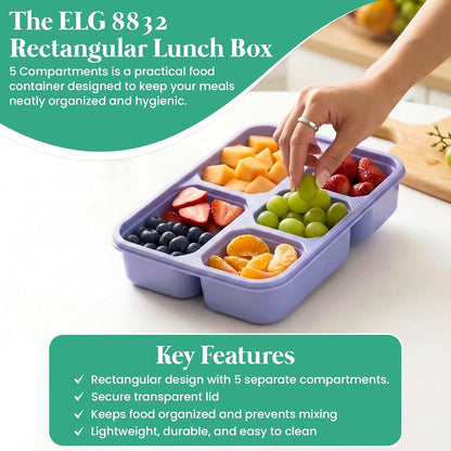 No Chaos 2 Pack Snackle Box Container, 8-Compartment Divided Serving Tray with Clear Lid, 5-Compartment Meal Prep