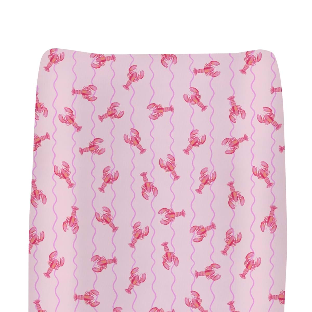 Lobster Bows Stripes Changing Pad Cover, Soft Polyester, Fits 32x16 Inch Pad