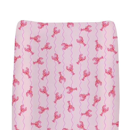 Lobster Bows Stripes Changing Pad Cover, Soft Polyester, Fits 32x16 Inch Pad