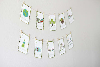 Children Inspire Design Forest Animal Numbers Wall Cards, Set of Ten 5x7 Wall Art Prints, Green, Nature-Themed Cartoon