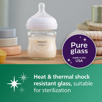 Philips Avent Natural Glass Baby Bottles 4oz 4-Pack