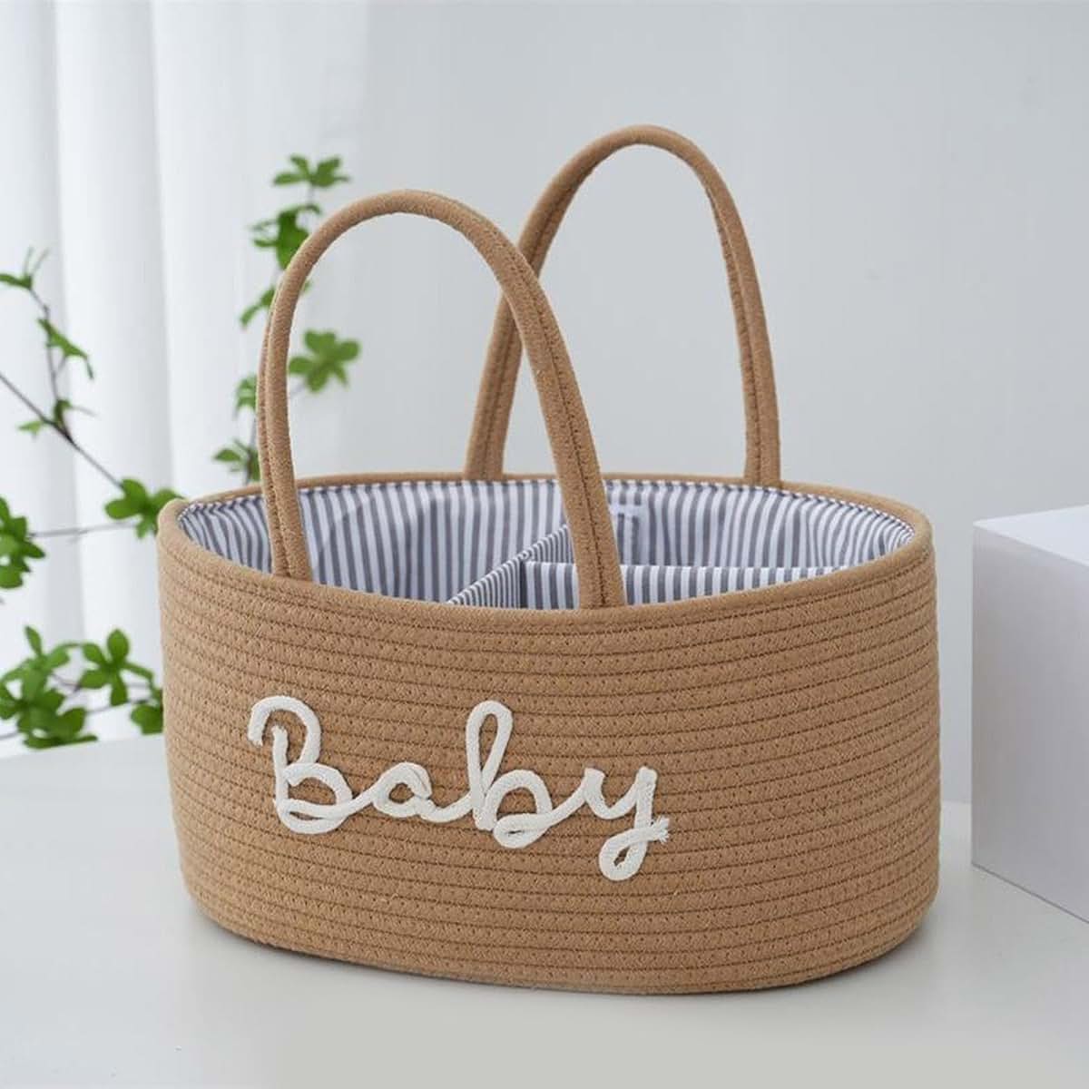 Weisuyuus Cotton Cloth Diaper Organizer Portable Storage Basket (photo 4)