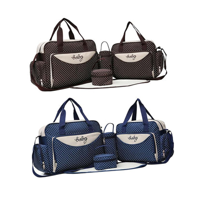 Holibanna 5pcs Women's Tote Bag Diaper Backpack Set With Dots