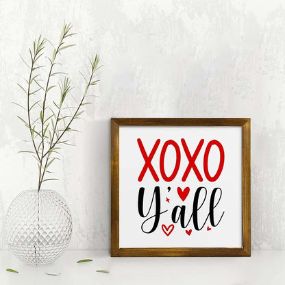 JuneLucky XOXO Y'all Framed Wood Sign
