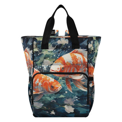LINNIKEEEE Watercolor Painting Fish Diaper Bag Travel Backpack Large Capacity Tote Mom Bags for Dad Women Girls