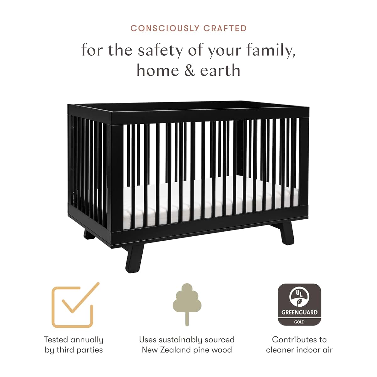 DaVinci - DROPSHIP Babyletto Hudson 3-in-1 Convertible Baby Crib Black