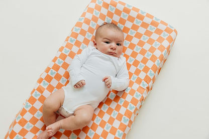 Copper Pearl Premium Knit Changing Pad Cover, Mickey Mouse Check