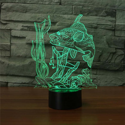 Fishing 3D Illusion Night Light for Kids Room Decoration