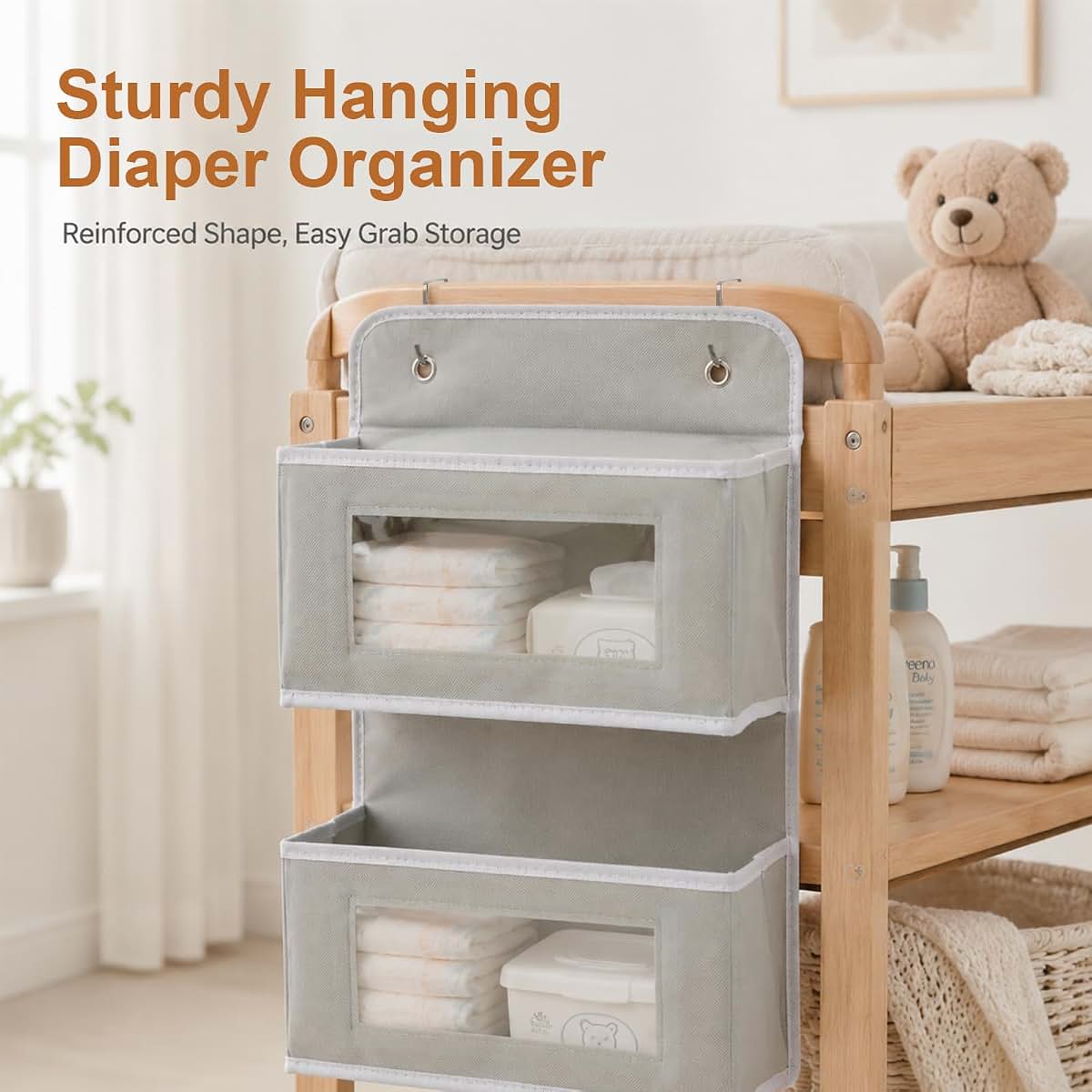 YANQORVELI Hanging Diaper Organizer for Changing Table, Cribs, Baby Nursery Organizers and Storage, Playard or Wall & (photo 2)