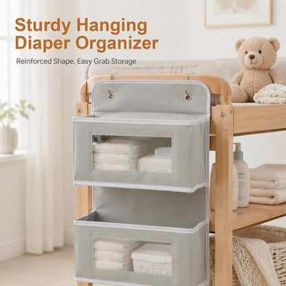YANQORVELI Hanging Diaper Organizer for Changing Table, Cribs, Baby Nursery Organizers and Storage, Playard or Wall & (photo 2)