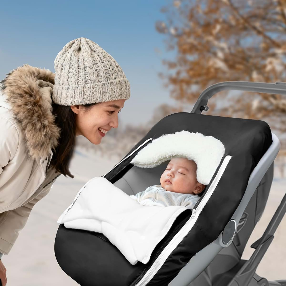 Man Fai Sky Winter Baby Car Seat Cover - Black Universal Fit (photo 2)