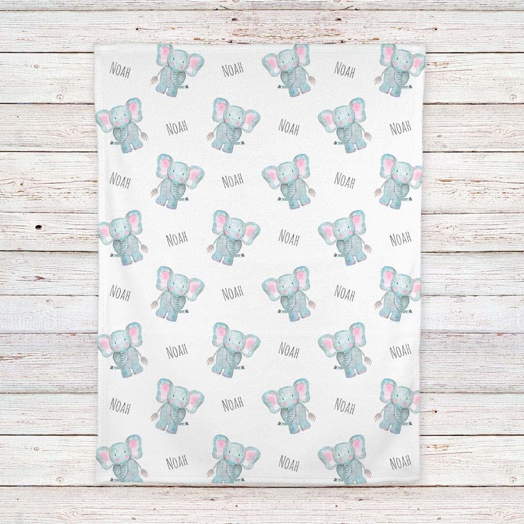 Lovable Gift Co Personalized Elephant Baby Blanket With Watercolor Print (photo 4)