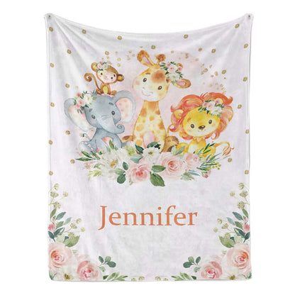 CADE Customize Blanket with Name Personalized Blanket for Kids Adults Personalized Baby Blanket Elephant Personalized