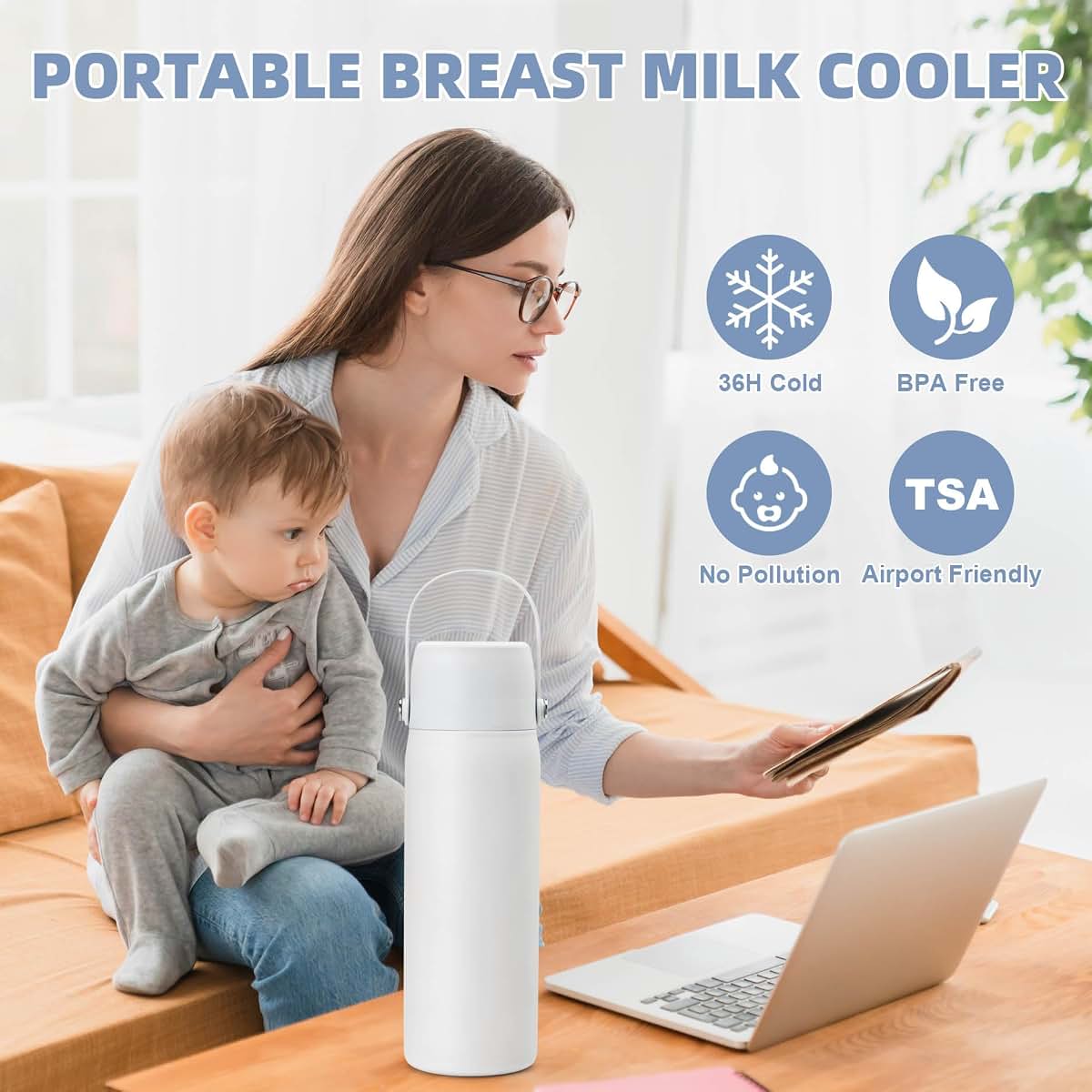 Momify 20oz Portable Breastmilk Storage Bottle in White (photo 2)